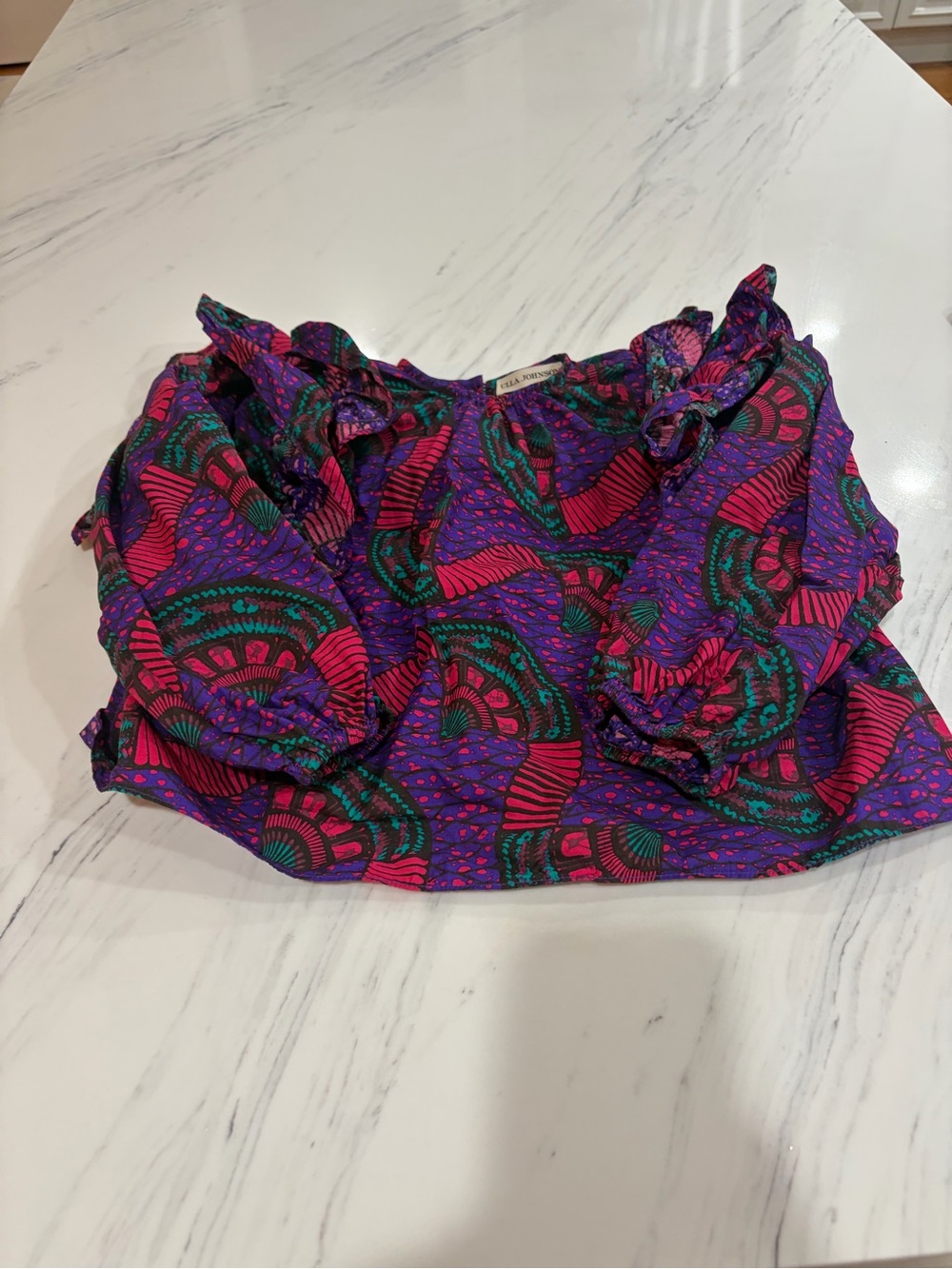Kids Ulla Johnson Purple, Pink & Green Printed Ruffle Shorts